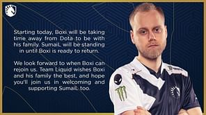 Sumail returns to professional Dota 2 as Boxi's stand-in for Team Liquid