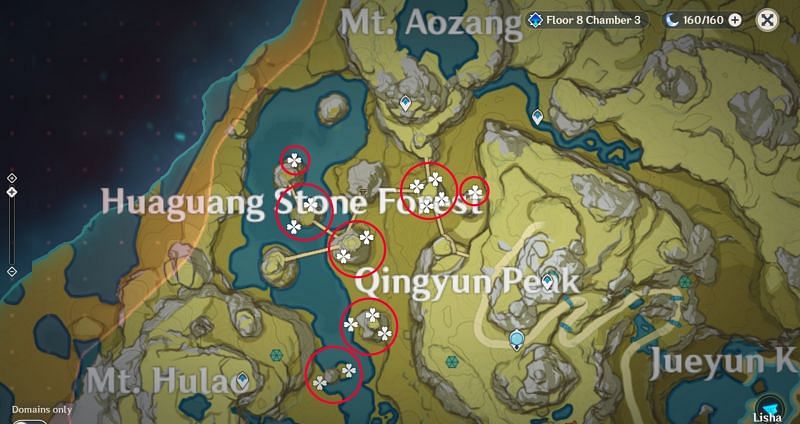 Genshin Impact map: Huaguang Stone Forest