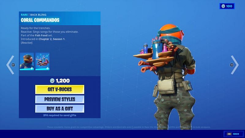 Sing songs for the fallen with the Coral Commandos Back Bling (Image via Fortnite, Epic Games)
