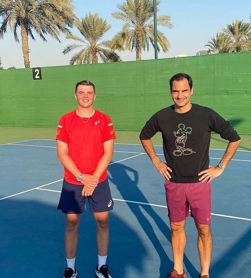 Dominic Stricker with Roger Federer - (Image credit - @domistricker Instagram account)