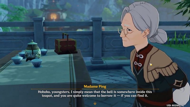 Madame Ping pictured next to her teapot (image via Goldwin Gamer Youtube)