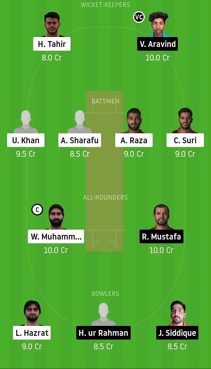 Dream11 Team Prediction for FUJ vs SHA - Emirates D10 League