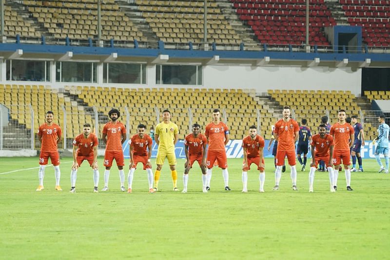 FC Goa line-up before their AFC Champions League match against Al-Wahda