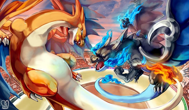 Mega Charizard X and Y (Image via caveman on WallpaperCave)