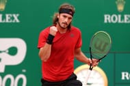 Stefanos Tsitsipas celebrates his win over Dan Evans