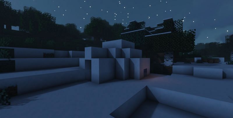 Shown: An Igloo spotted on the edge of a Snowy Tundra biome (Image via Minecraft)