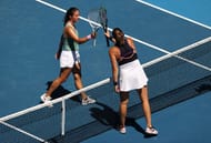 Daria Kasatkina (L) and Aryna Sabalenka after their 2021 Australian Open match