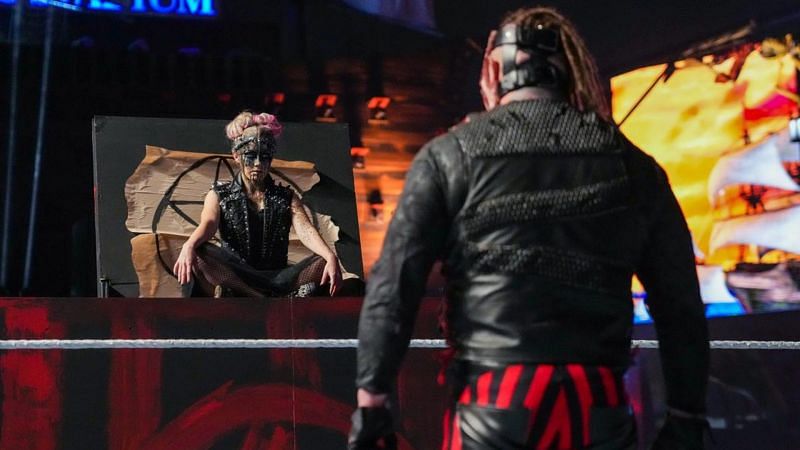 Alexa Bliss distracts The Fiend during his match against Randy Orton at WrestleMania 37
