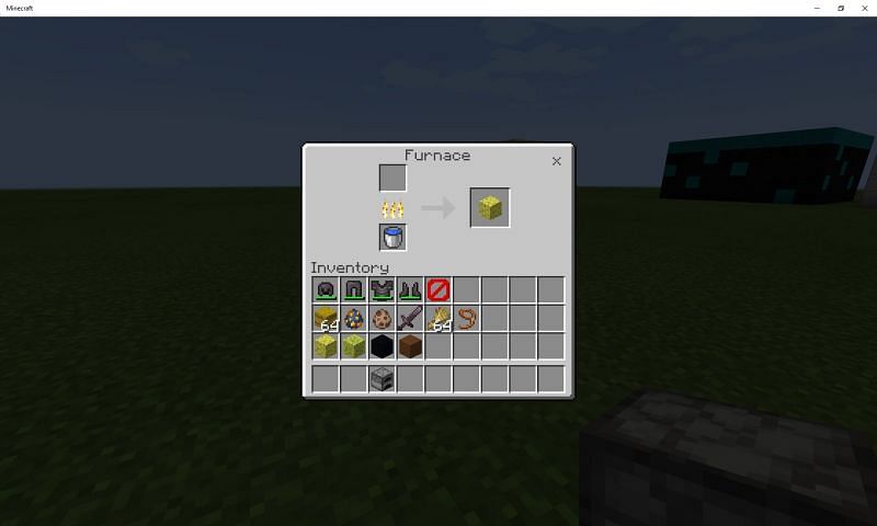 Smelting a sponge for water Image via Mojang