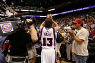 Steve Nash #13 of the Phoenix Suns applauds the fans after losing to the San Antonio Spurs in the 2005 WCF
