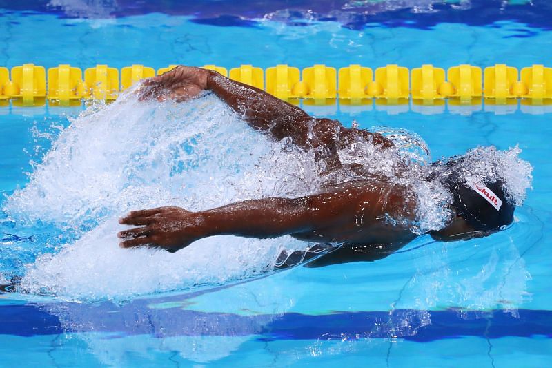 Sajan Prakash competes in the 200m butterfly during the 2017 FINA World Championships.