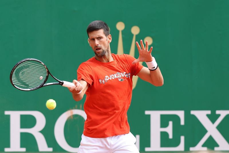 Novak Djokovic training ahead of the Monte Carlo Masters