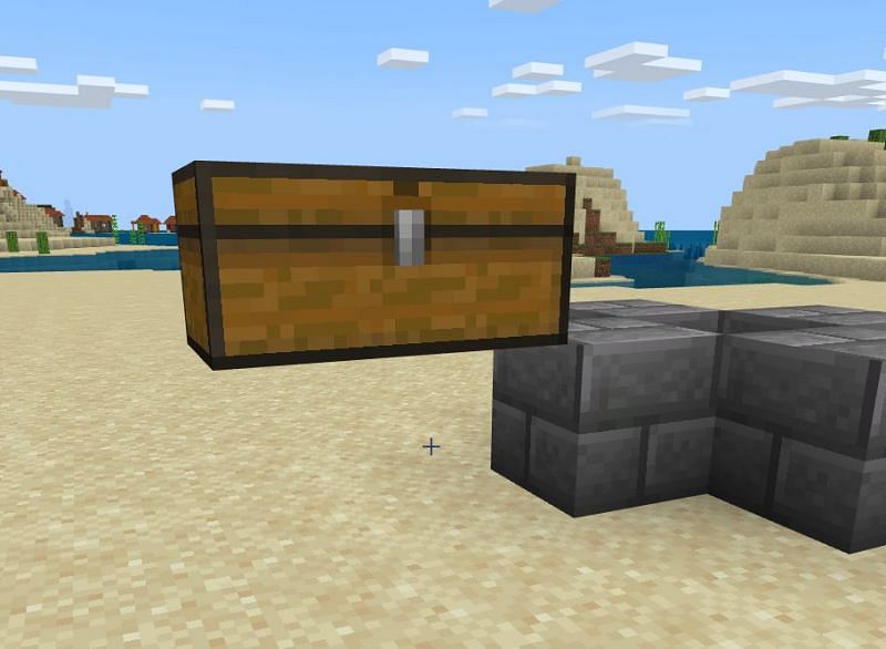 You will then want to make an extension of one of those blocks so that you can in turn set up a double sized chest. Destroy the block that it was built off of and then proceed to the next step