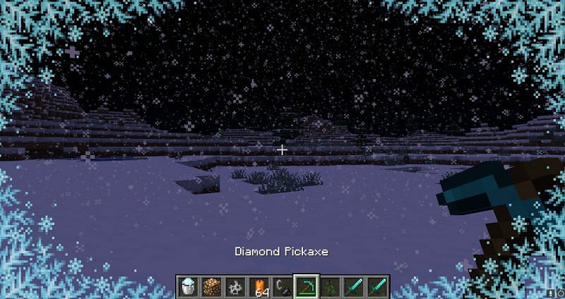 Shown: What a player will see when standing in Powder Snow (Image via Minecraft)