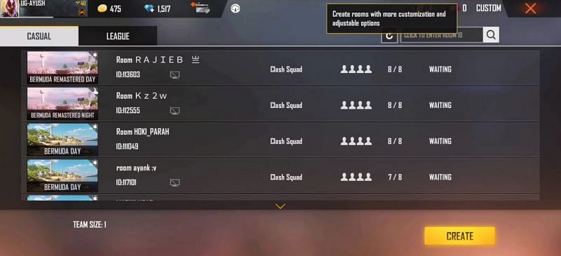 Red custom room card in Free Fire (Image via Ungraduate Gamer)