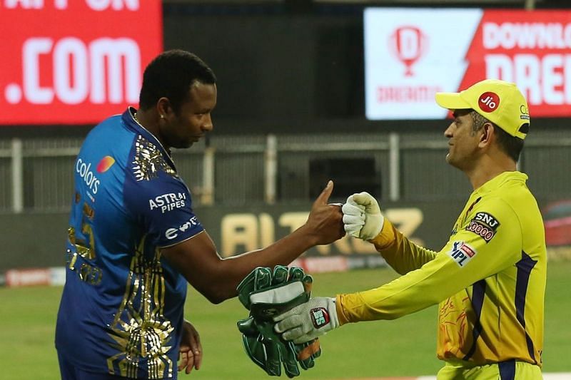 Kieron Pollard (left) will look to continue his dominance against CSK. (Image Courtesy: IPLT20.com)