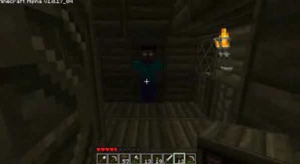 Herobrine&#039;s first appearance from the Brocraft stream. (Image via Brocraft on YouTube).