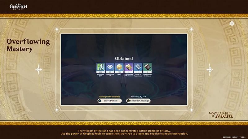 Overflowing Mastery will allow quicker talent level-up materials farming (Image via miHoYo)