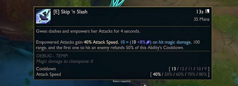 Gwen&#039;s E scaling in League of Legends (Image via Surrender@20)