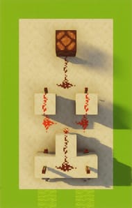 Finally connect these last two torches together with Redstone between them and you have your output for your XOR Gate.