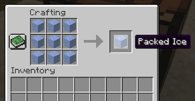 A crafting recipe for packed ice (Image via Minecraft)