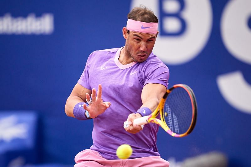 Rafael Nadal hitting a forehand