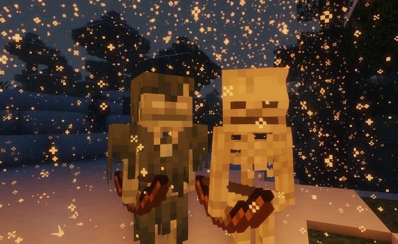 Shown: A Stray and Skeleton up close and personal (Image via Minecraft)