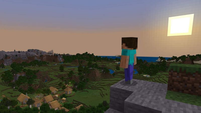 Steve overlooking a Minecraft world (Image via usgamer)