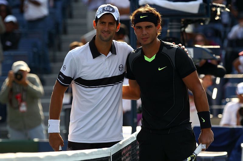 Novak Djokovic (L) and Rafael Nadal in their youth