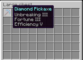 An efficiency 5 diamond pickaxe can be created from two efficiency 4 pickaxes in Minecraft