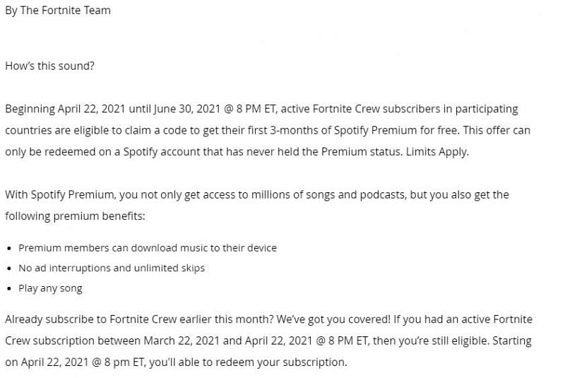 free spotify premium fortnite