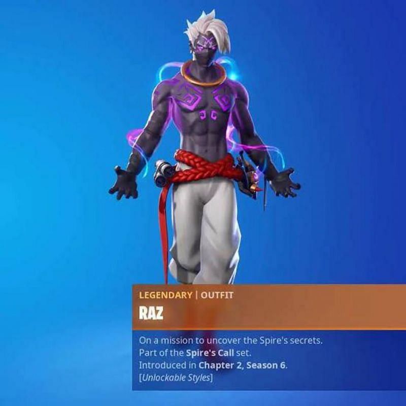 This version of Raz&#039;s skin can be obtained by completing all the Spire quests. Image via Epic Games