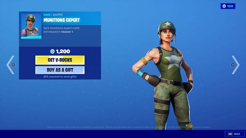 Munitions Expert can be purchased in-game for 1,200 V-Bucks (Image via Fortnite, Epic Games)