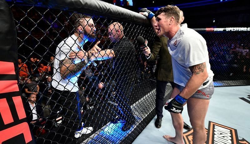 Mike Perry confronting Darren Till.