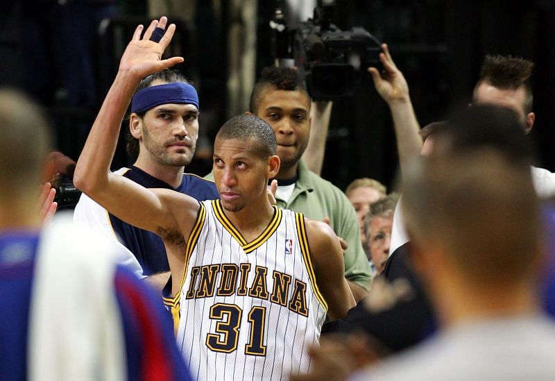 Indiana Pacers' Reggie Miller in his final game.