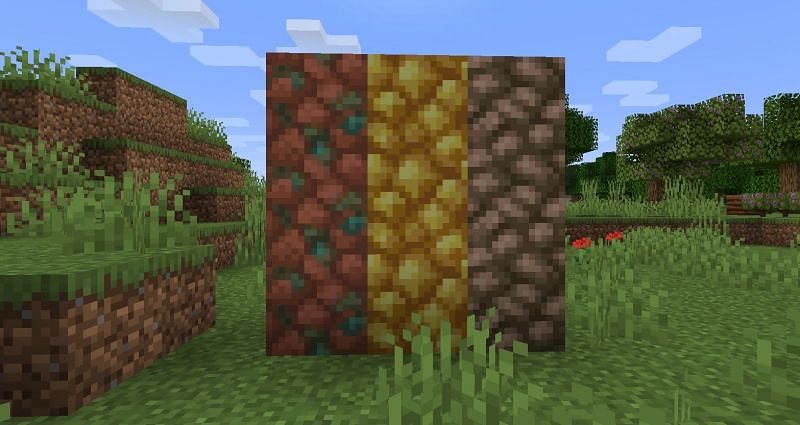 Se muestra: Diferentes tipos de bloques de metal en bruto (imagen a través de Minecraft)