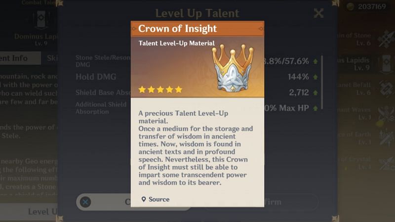 Crowns of Insight are rare talent ascension materials in Genshin Impact
