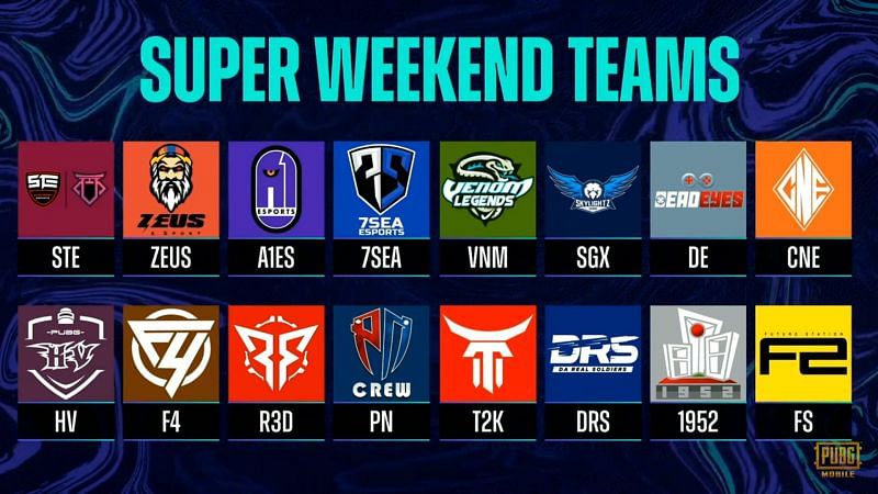 PMPL Season 3 South Asia super weekend 3 Teams