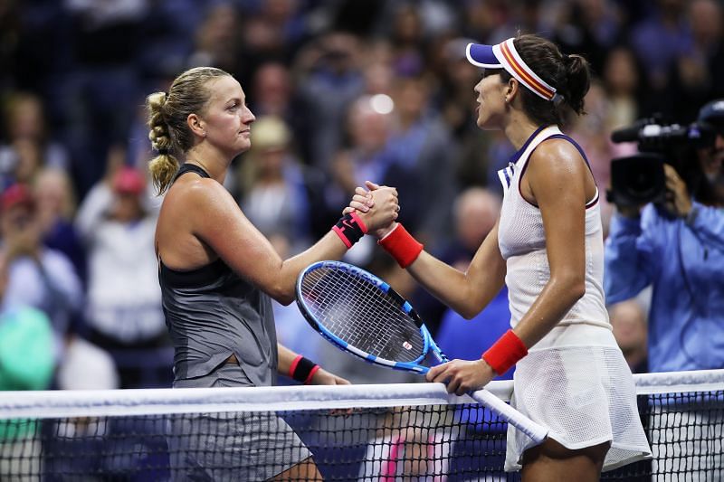 Petra Kvitova (L) and Garbine Muguruza are headed for an intriguing quarterfinal clash