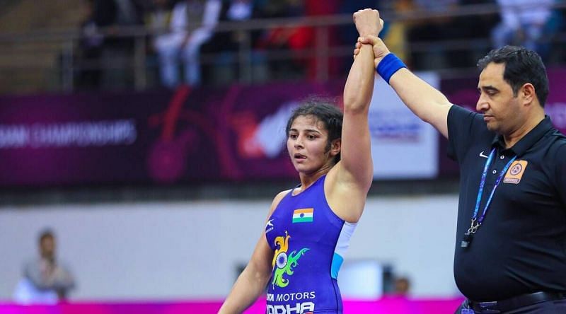 Sarita Mor clinched India&#039;s first gold medal in Asian Wrestling Championships. (Source: IE)