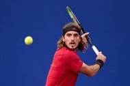 Stefanos Tsitsipas prepares for a backhand