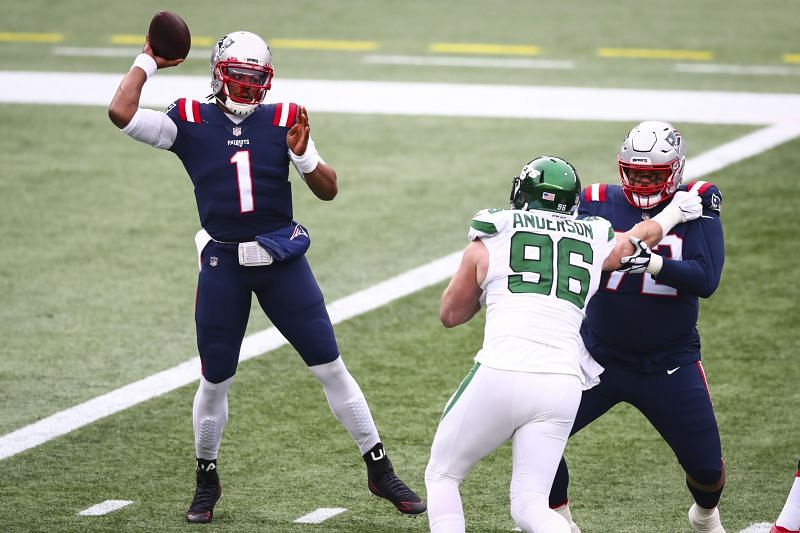 New England Patriots quarterback Cam Newton passes against the New York Jets on Jan. 3, 2021