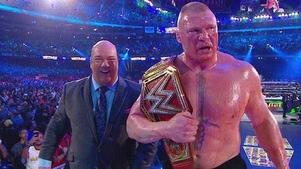 Brock Lesnar after the WrestleMania 34 main event.