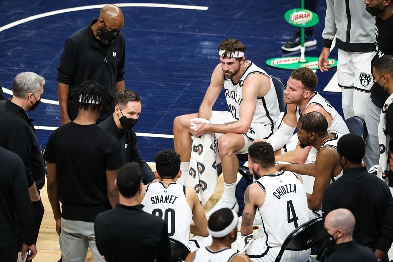 Brooklyn Nets team huddle
