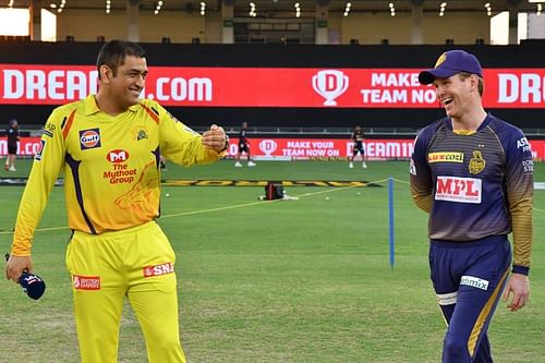 Can Eoin Morgan's(R) side halt CSK's winning run? (Image Courtesy: IPLT20.com)
