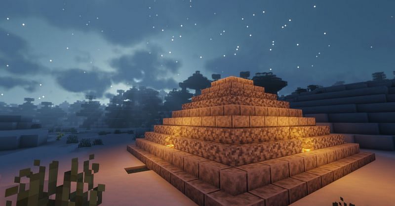 Shown: A mysterious Diorite pyramid aligning with the stars (Image via Minecraft)