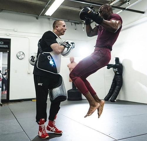 Coach Trevor Wittman training Kamaru Usman (Instagram: @usman84kg)