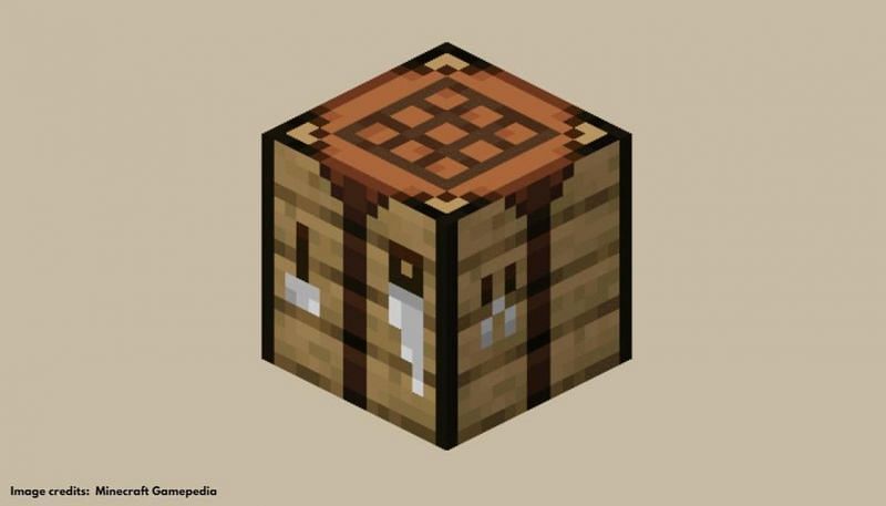 Players must place the sticks and the diamonds on a crafting table to make a diamond pickaxe (Image via Minecraft Gamepedia)