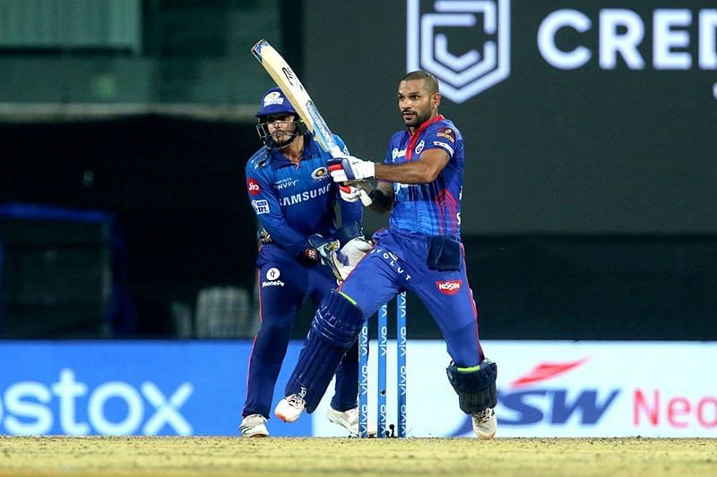 Shikhar Dhawan held fort on a difficult wicket to demoralise the MI bowlers.