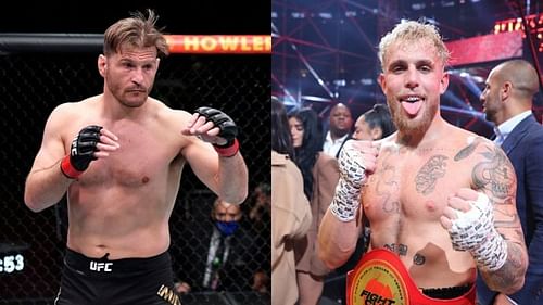 Stipe Miocic (left) and Jake Paul (right)